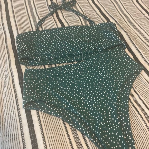 Other - Green w/white polka dot bikini set